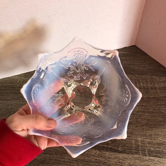 Antique Northwood Inverted Fan and Feather Footed Card Receiver Bowl - Picture 10 of 10